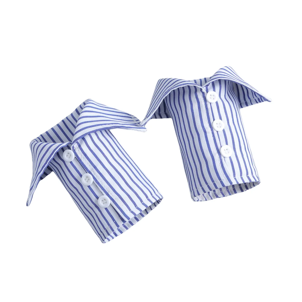 Camicia a righe morbide staccabili Colletto finto Pendolarismo Comode maniche finte a mano Polsini finti decorativi facili da indossare Ufficio