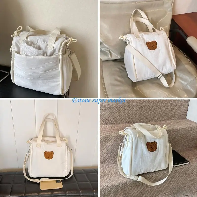090B Polyester Bear Pattern mom   Bag with USB Charging Port Large for Park Outings