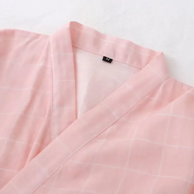 

Летние халаты женские минималистичные клетчатые базовые домашние корейский стиль одежда для отдыха милые классические свободные дышащие женские популярные для отдыха