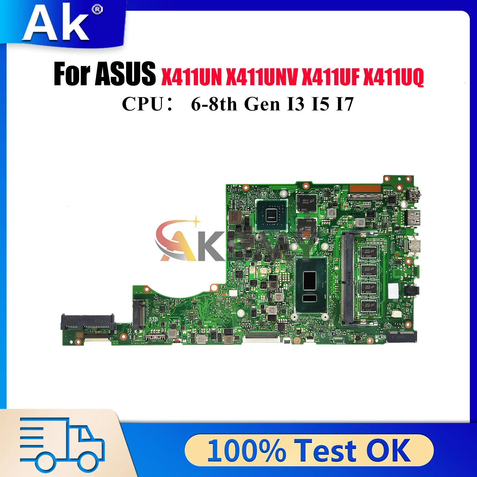 

X411UV Материнская плата для ноутбука ASUS VivoBook r421u S4000V X411UQ S4200U X411UNV X411UV X411UN X411U X411UF Материнская плата I3 I5 I7 CPU