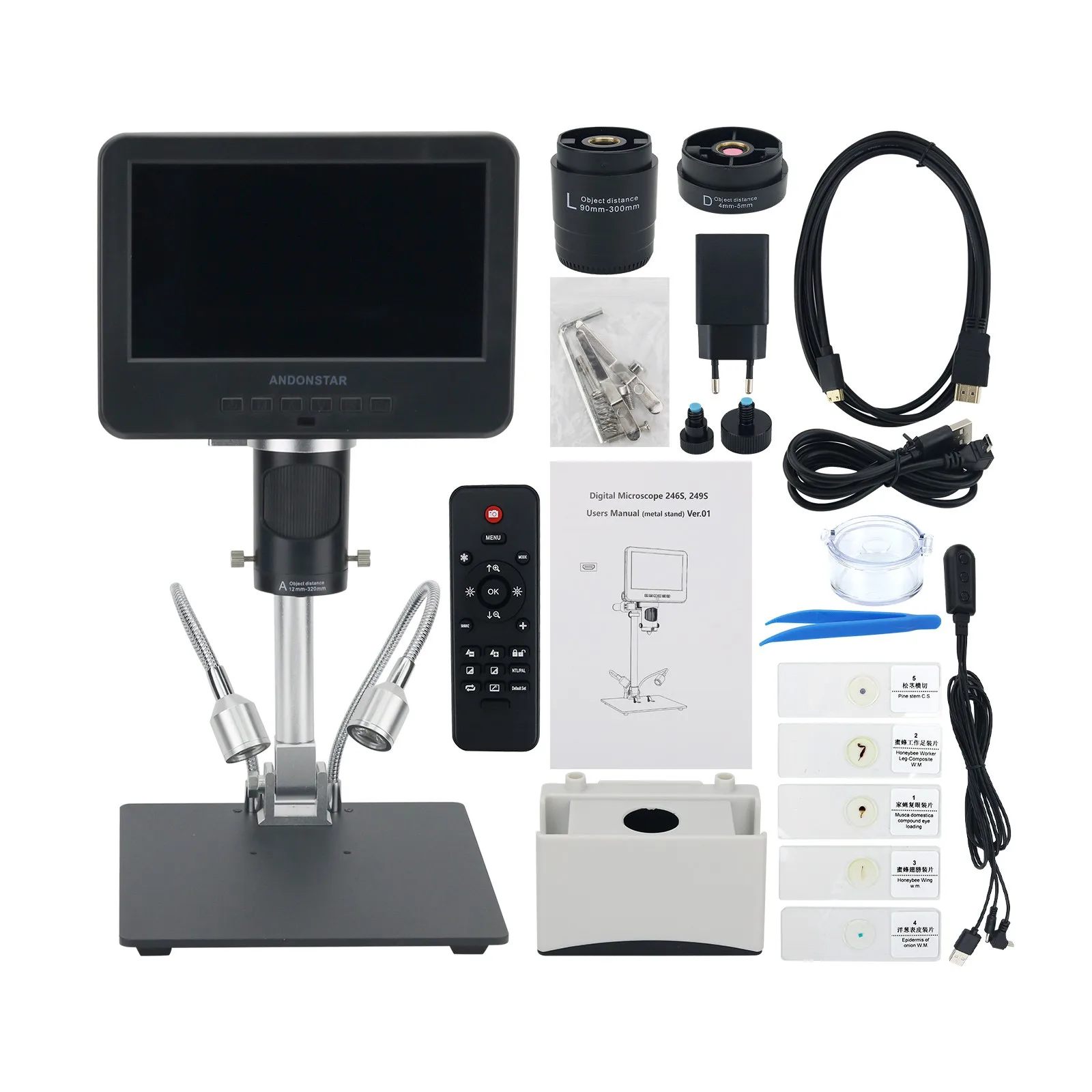 Andonstar AD246SM 7-дюймовый цифровой микроскоп с UHD-экраном и датчиком изображения высокой четкости для пайки и ремонта