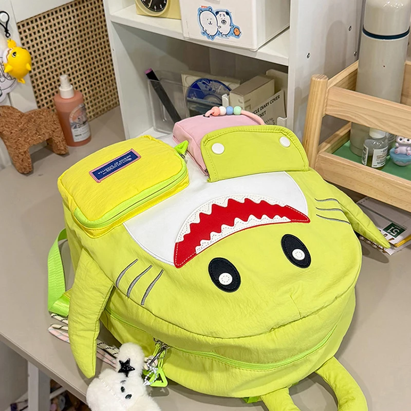 Modischer Rucksack, Haifischförmiger Unisex-Schulrucksack für Schüler, Freizeitrucksack mit mehreren Taschen, Sport- und Reiserucksack, große Kapazität, leichtgewichtig – Detail 11