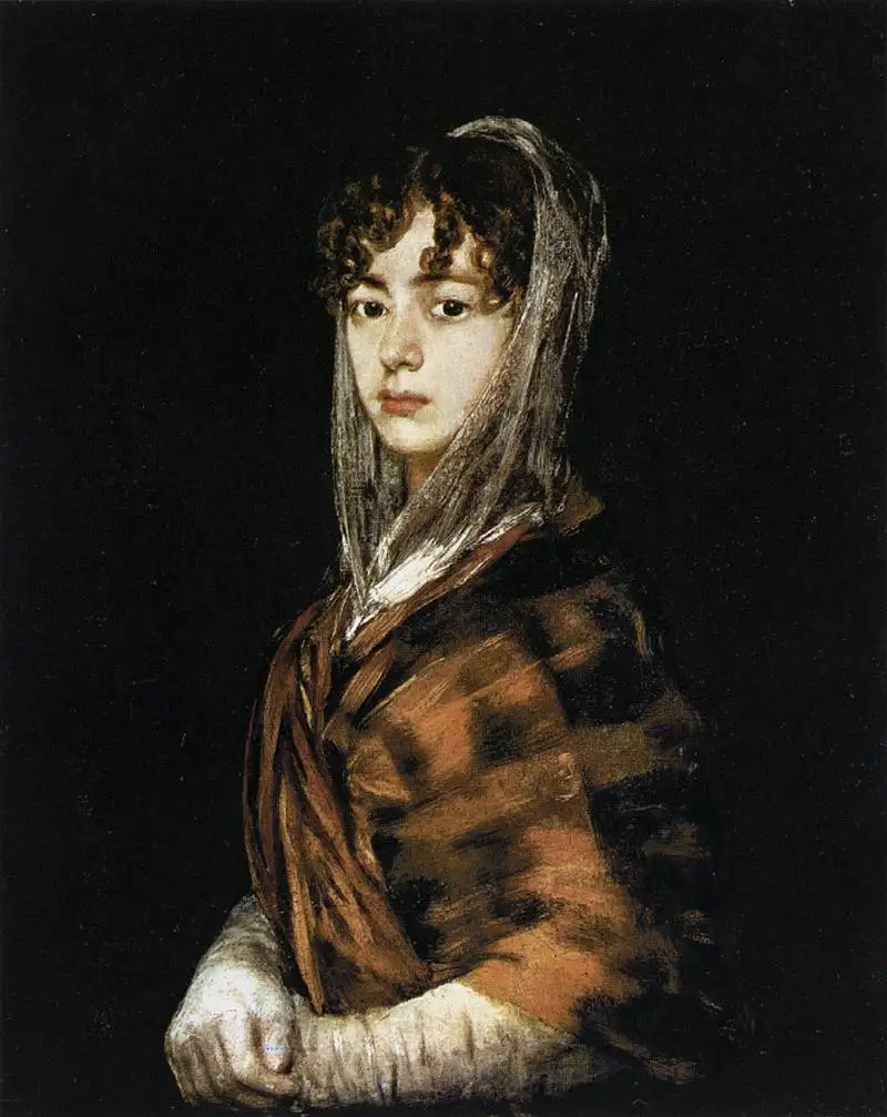 100% Hand-Painted Oil Painting on Canvas Francisca Sabas y Garcia by Francisco de Goya Portrait Reproduction Wall Art