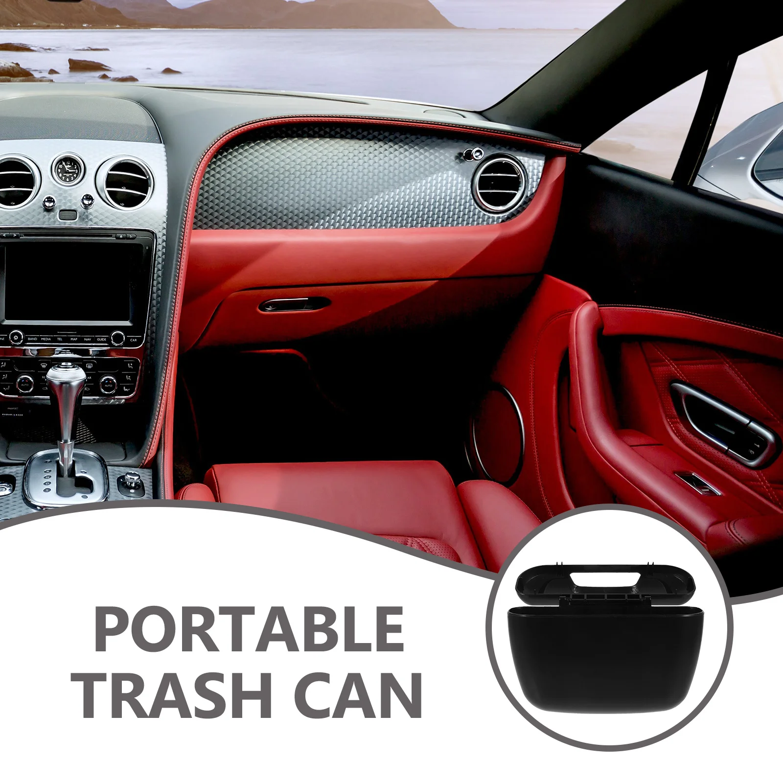 

Portable Car Trash Can Leak Proof Premium Quality for Vehicle Interior Storage Auto Garbage Bin Travel Organizer