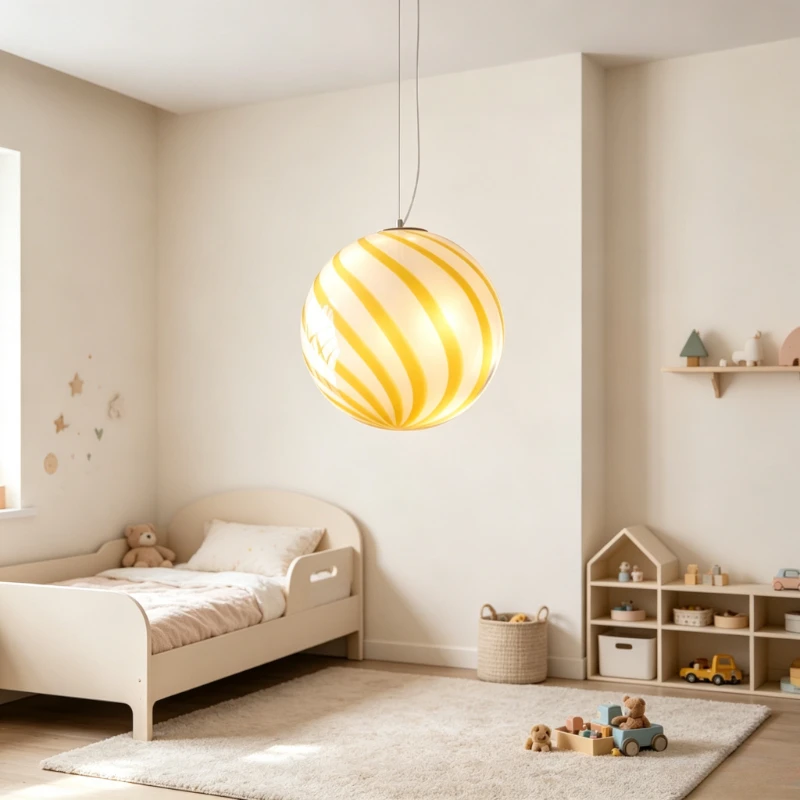 Nordic Creative Lollipop Pendant Lights Colored Striped Glass Hanging Lamps Dining Table Living Room Bedroom Chandelier Lighting