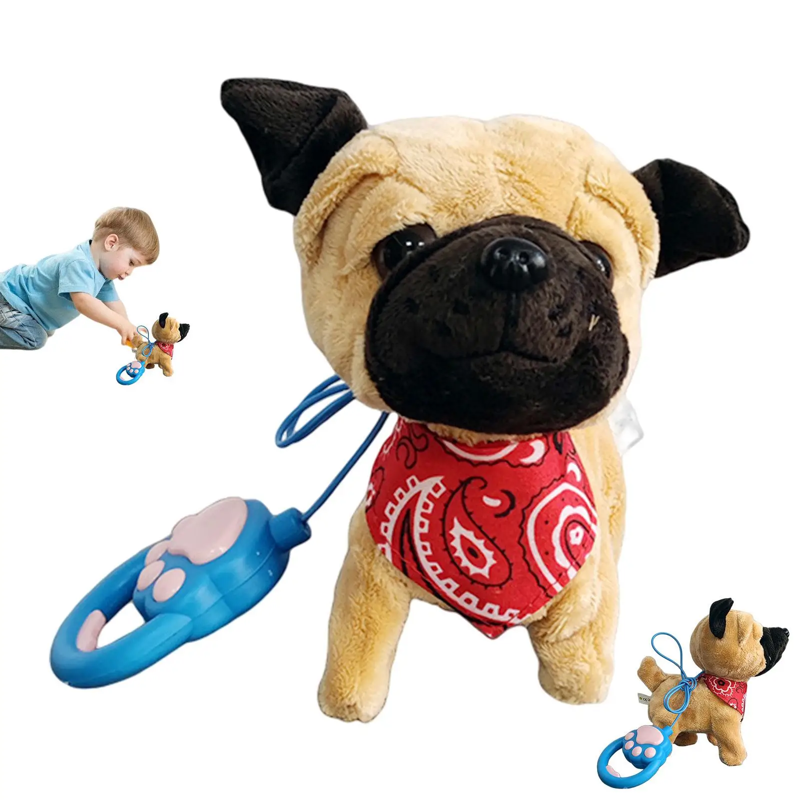 Jouet coule électronique en peluche pour animaux de compagnie, chiot, chien robot, télécommande, laisse