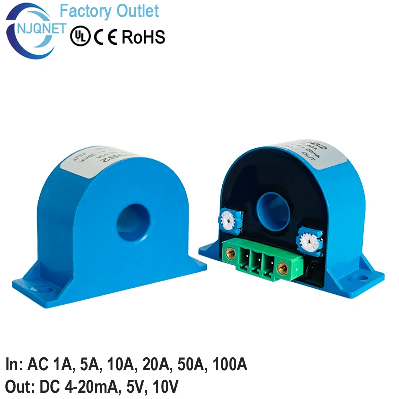AC Current Transmitter QNDB2 5A 10A 20A 50A 100A 4-20mA Current Transformer CT Sensor 420mA