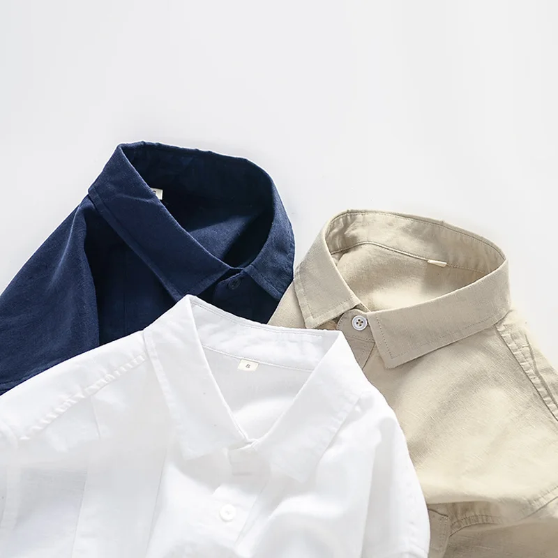 

Повседневная мужская рубашка из хлопка и льна с длинным рукавом, свободного кроя, весенне-осенняя, модная, больших размеров, универсальная, с классическим воротником