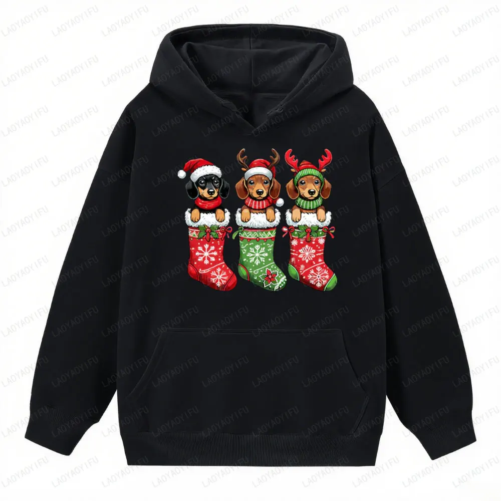 2025 teckel noël graphique sweat belle chien amant sweat à capuche pour femme joyeux noël bas chapeau pull hauts cadeau