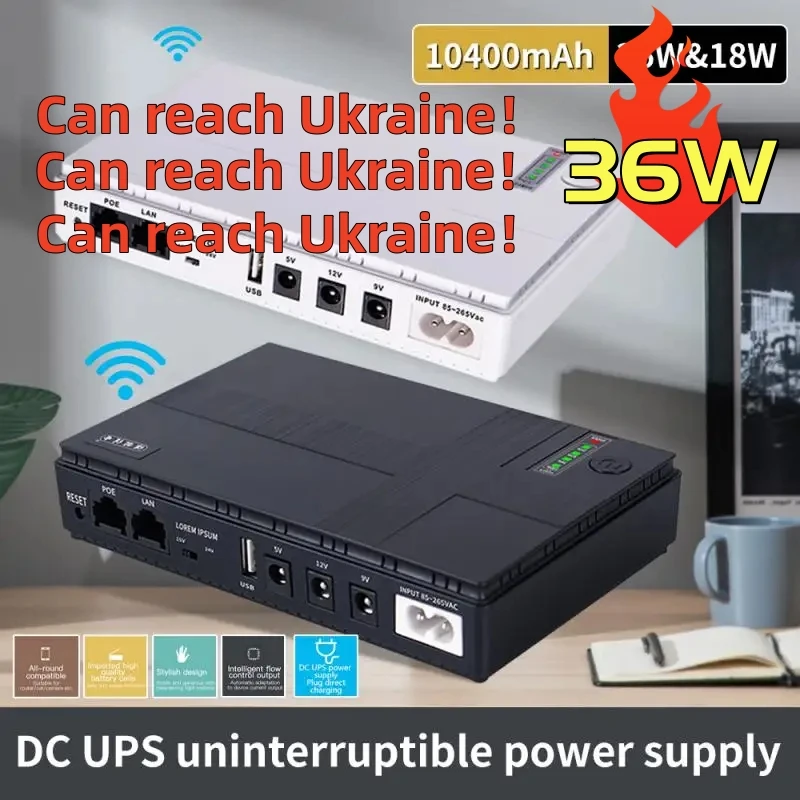 

2024 Mini Portable 10400mAh UPS 36W/18W Uninterruptible Power Supply For WiFi, Router Large Capacity Power Ups 12v Для Роутера