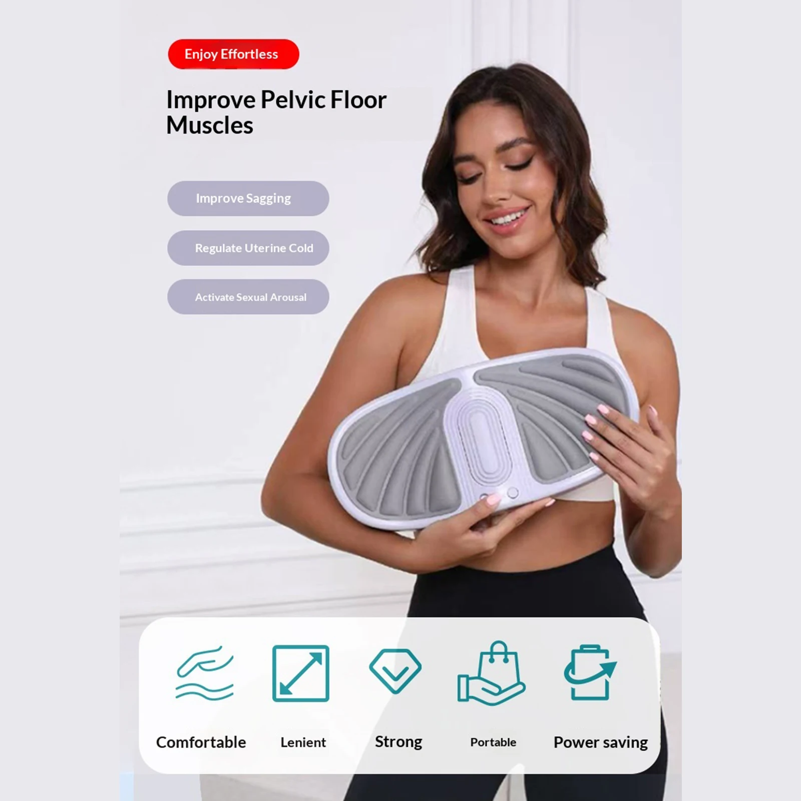 Electric Pelvic Floor Muscle Trainer Silicone Buttocks Shaping Machine Smart Hip Strengthener for Sphincter Bladder Training