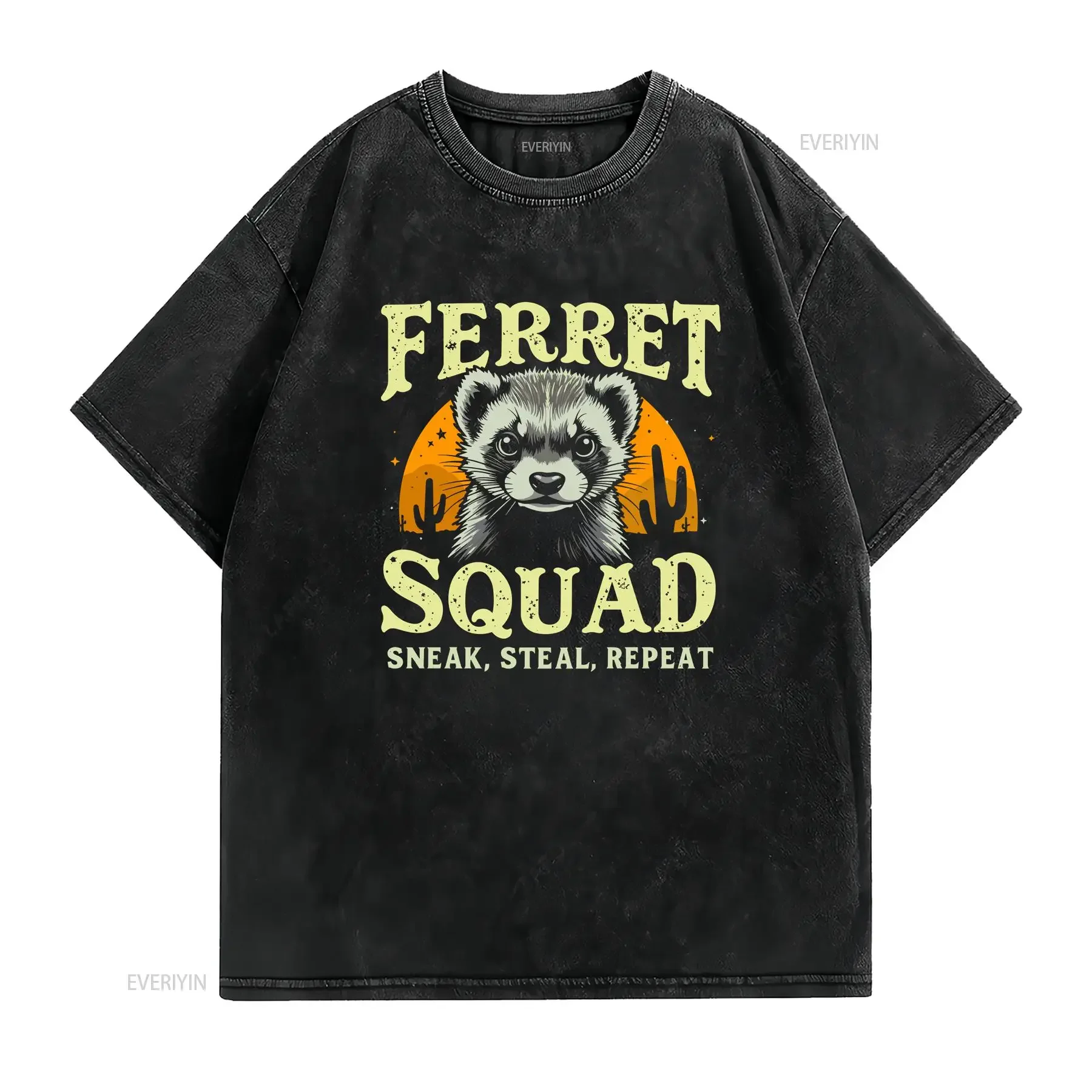 Ferret Squa Sneak Steal Repeat T Shirt Cute Animal Lover Funny Owner Apparel vintage Washed fashion graphic Stretched