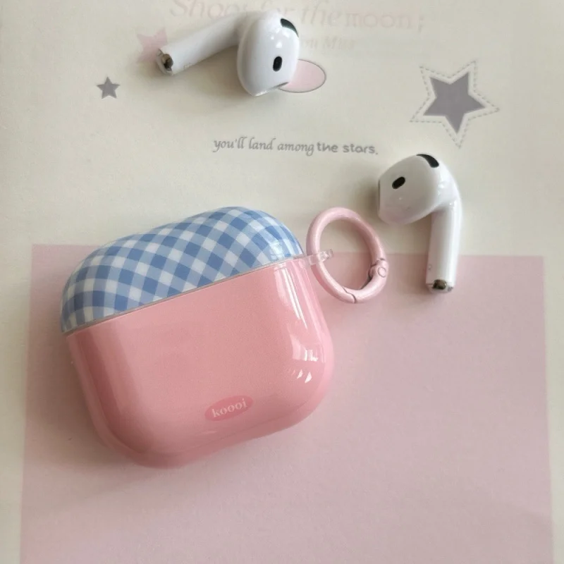 

Suitable for Appleairpods2/3Color Matching Pink and Blue Diamond Pattern Earphone CasePRO2Star PendantPRO3Cartoon