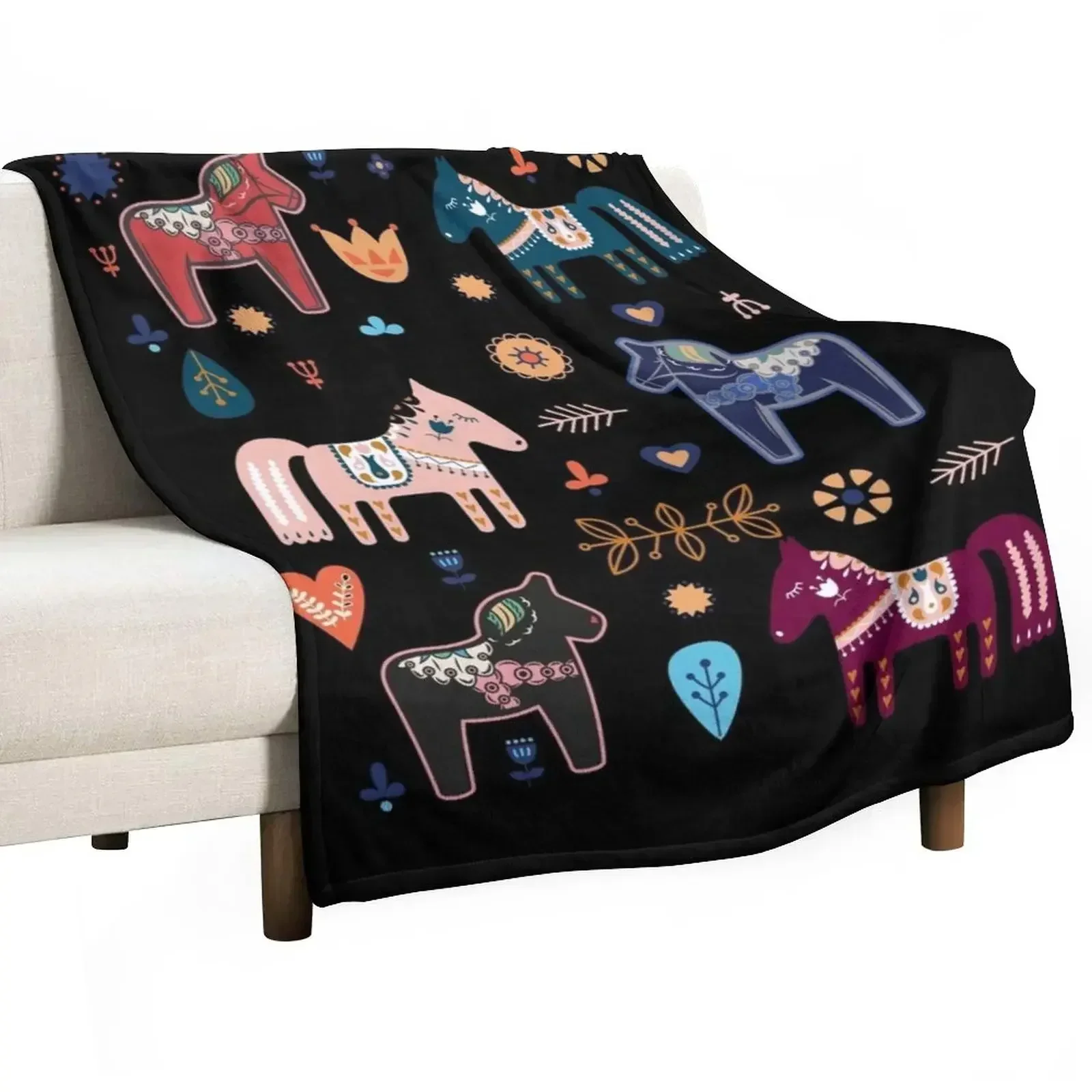 Dala Horses Christmas Dala Horse Throw Blanket decorative Summer halloween Weighted Luxury Brand Blankets