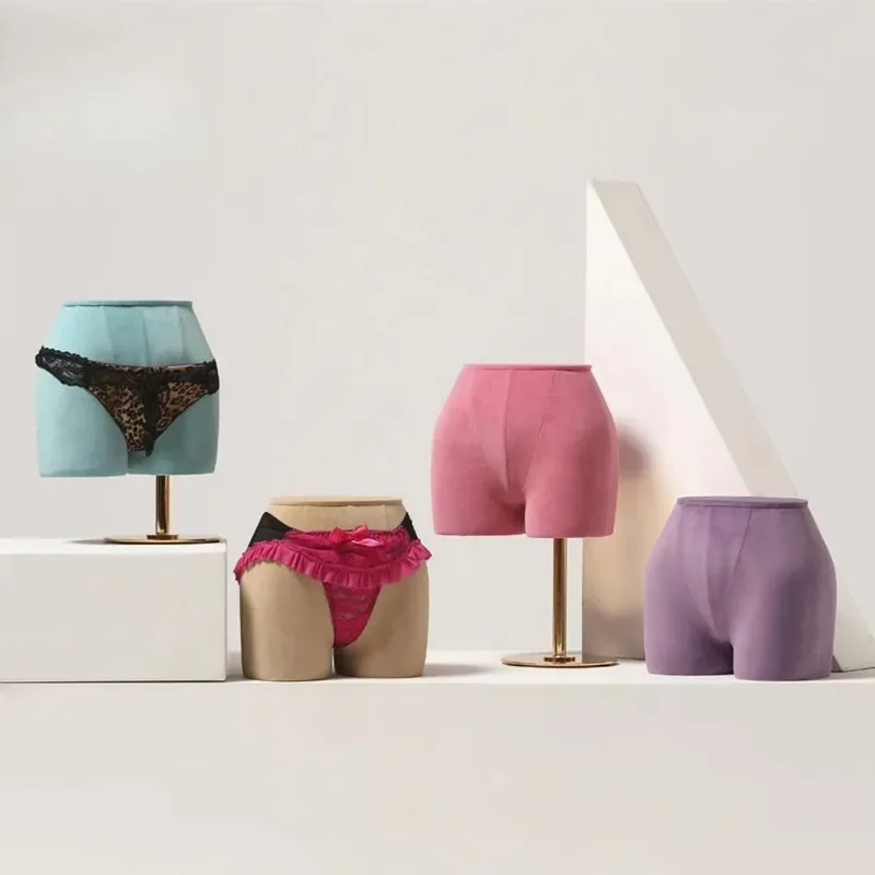 Velvet Half Body Leg Mannequin for Underwear Display Hip Model Pants Table Mold Window Showcase Cloth Covered Lower Torso