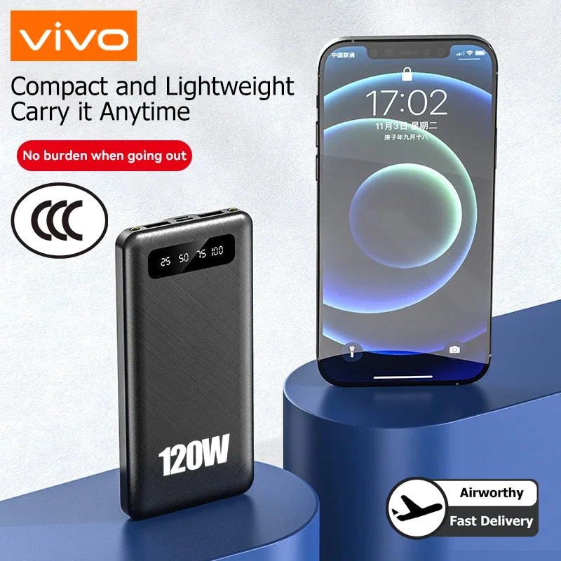 باور بانك Xiaomi 200000mAh بقدرة 120 وات، شحن سريع للغاية، بطارية خارجية محمولة عالية السعة مع شاشة رقمية LED لهاتف IPhone