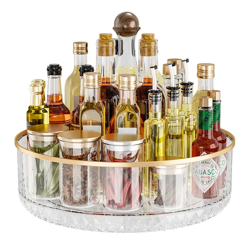 360° Rotating Seasoning Rack Kitchen Countertop Multi-functional Spice Storage Organizer