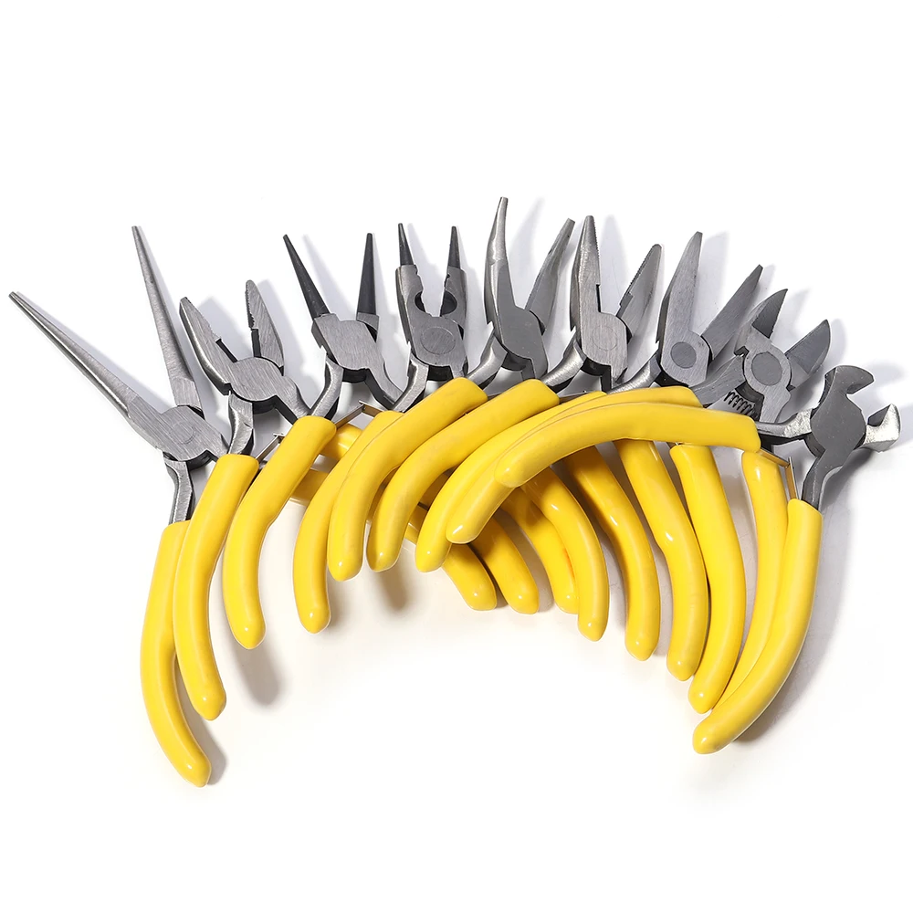 Yellow Color Stainless Steel Mini Pliers Tools Set Cutting Wire Plier Kits For Handcraft Beading DIY Jewelry Making Accessories