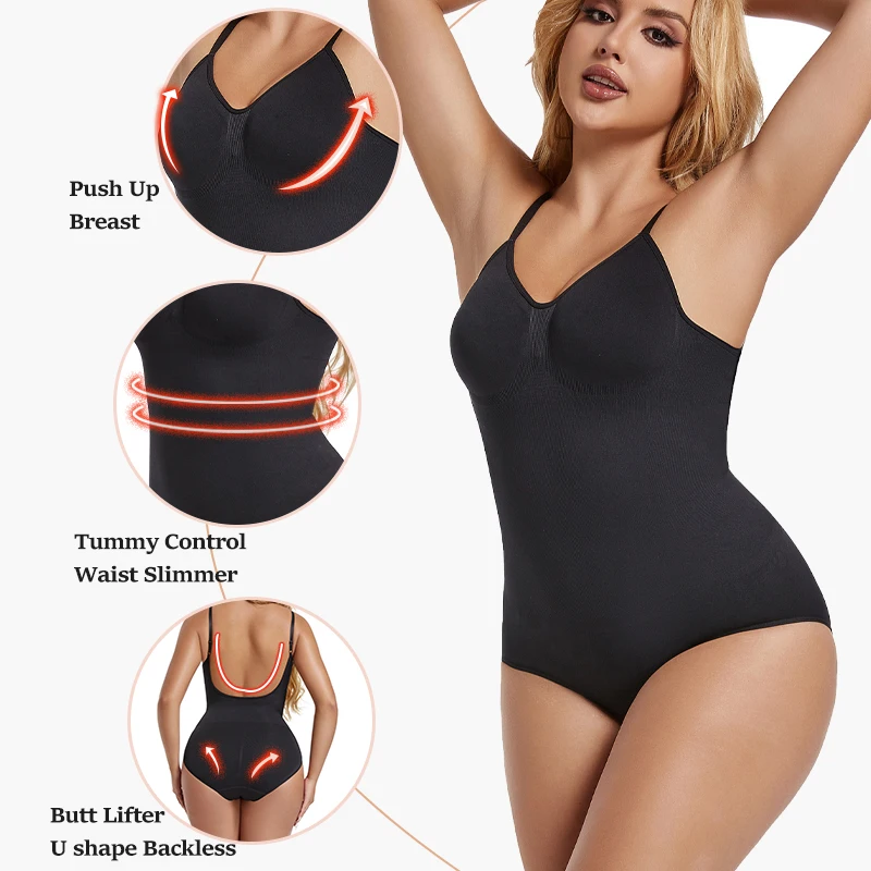 Backless Bodysuit Shapewear Women Camis Tank Top Tummy Control Body Shaper Thongs Briefs Underwear Slimming Waist Trainer