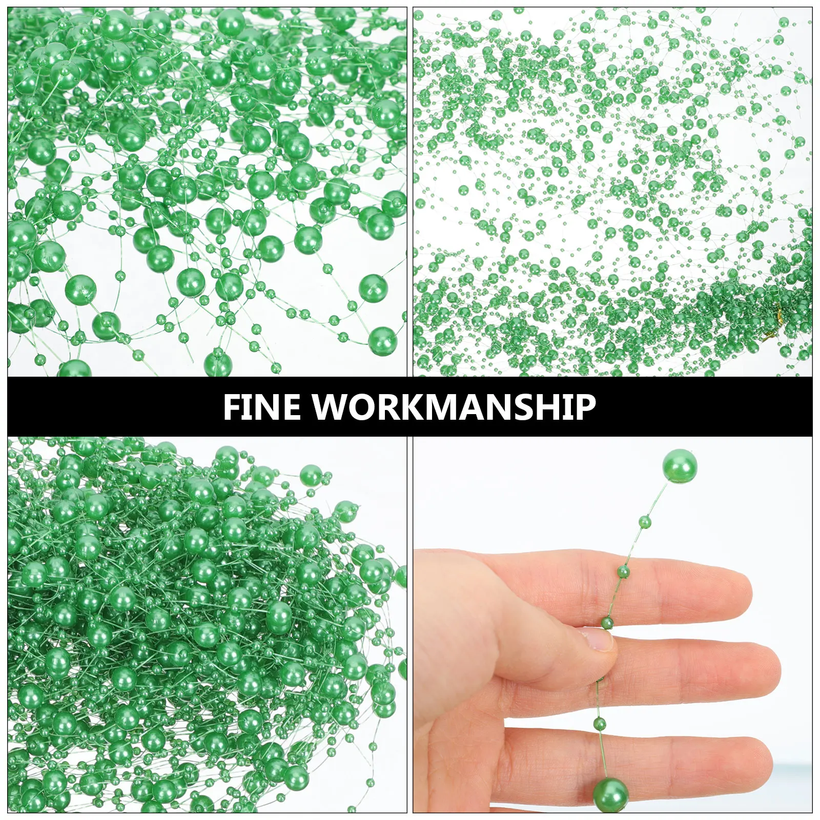 

40pcs Beads String Pendants 8+3mm Green Plastic DIY Ornaments Decorative Chains Hanging Decors Pearl Accessories