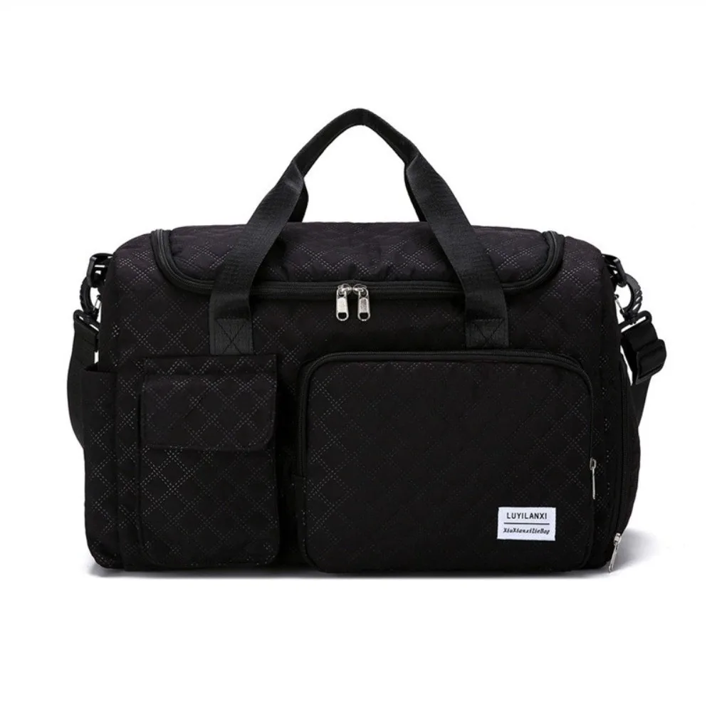 

Simple Quilted Travel Duffle Bag Solid Color Wet Dry Separation Sports Tote Bag Foldable Large Capacity Luggage Bag Fitness