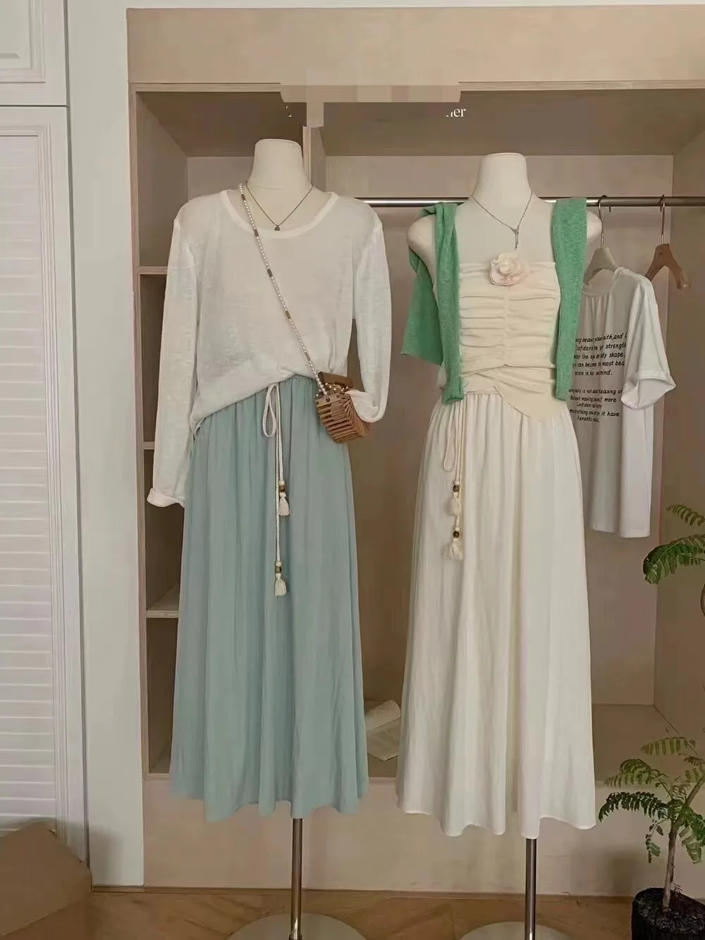 

Gentle holiday style loose skirt (with waist rope)