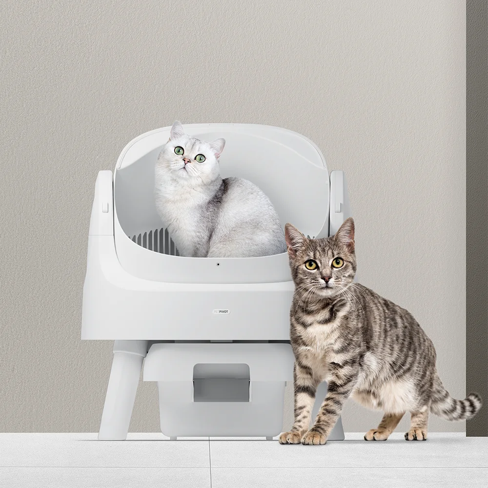 

Large Automatic Cat Litter Box for Multiple Cats Open-Top Design Safety