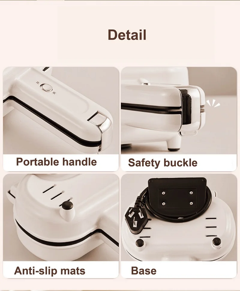 Food Warmer Multifunction Hot Pressed Sandwich Machine Home Breakfast Machine Mini Panini Non-stick Double Sides Heating Toaster