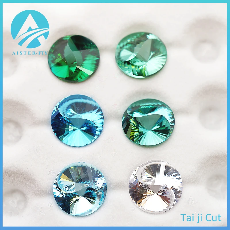 Cubic Zirconia 5A White/Paraiba Green/Paraiba Blue/Aquamarine Colors Round Tai Ji Cut Loose Gemstones for Jewelry Making