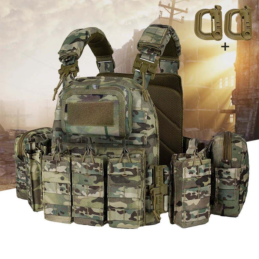 Outdoor Hunting Vest Multi Specification Tool Kit+Water Bag Storage+Magic Sticky Area MOLLE System Modular Expansion