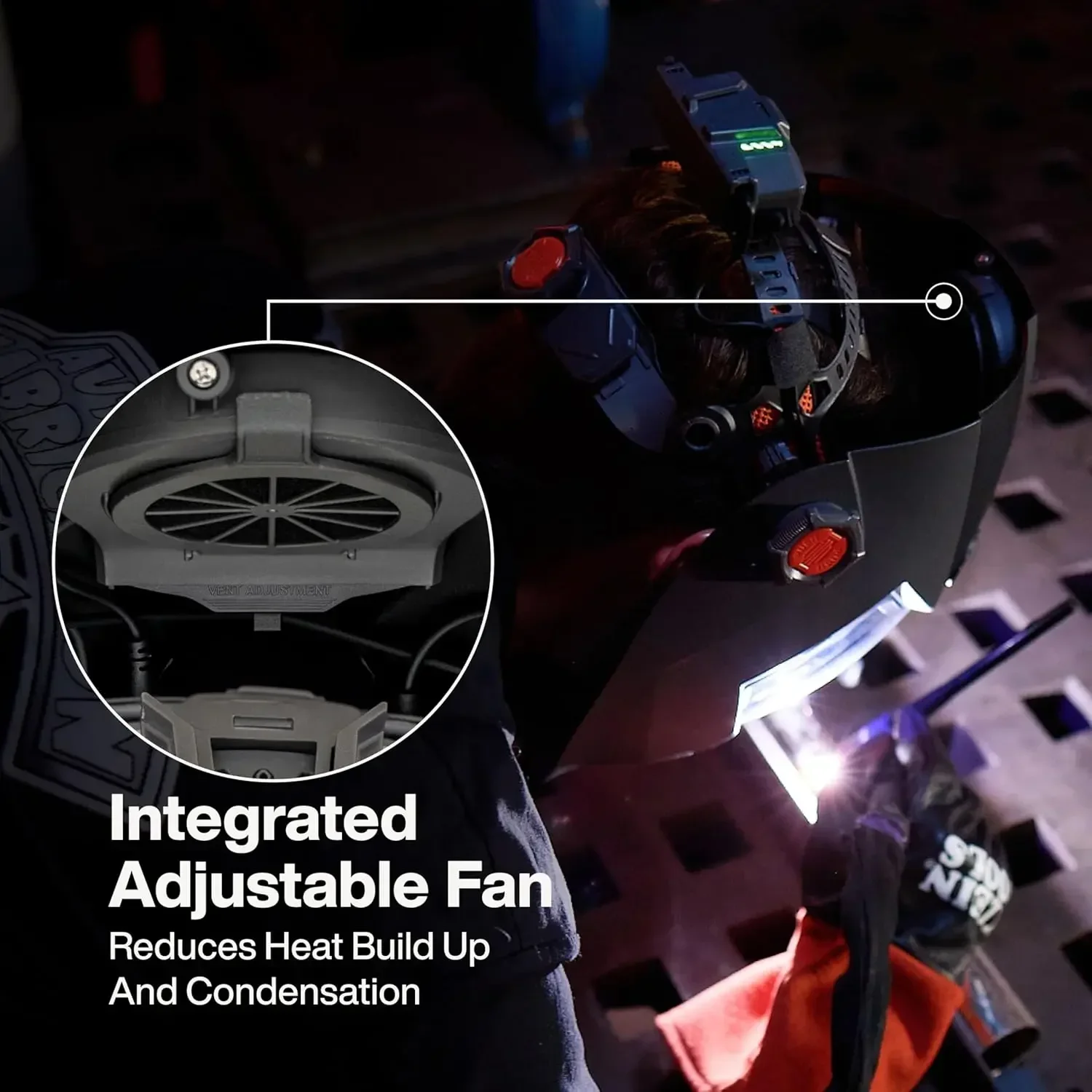 Helmet, True Color Auto-Darkening Filter, Panoramic Three-Window Design, Integrated Fan and LED Headlamp, ANSI Z87.1+ Certified