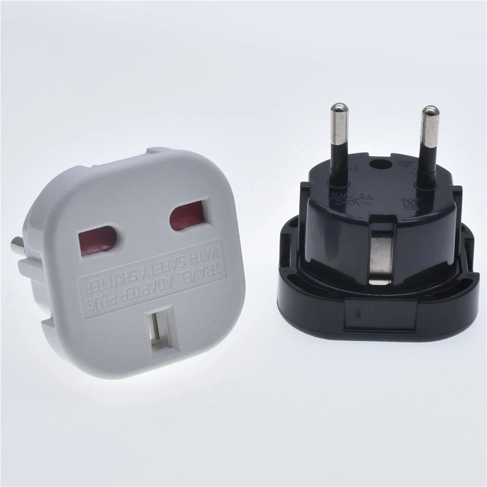 EU Universal Plug UK to EU Converter Euro Travel Adapter 250V Power Adapter Charger EU Plug Adapter British Scoket Outlet