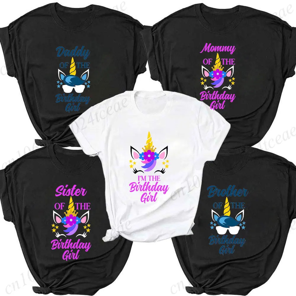 Birthday Girl Family Matching Party Tees, Unicorn Graphic T-Shirts for Mom, Dad & Kids, Unicorn Designs for Family Celebration