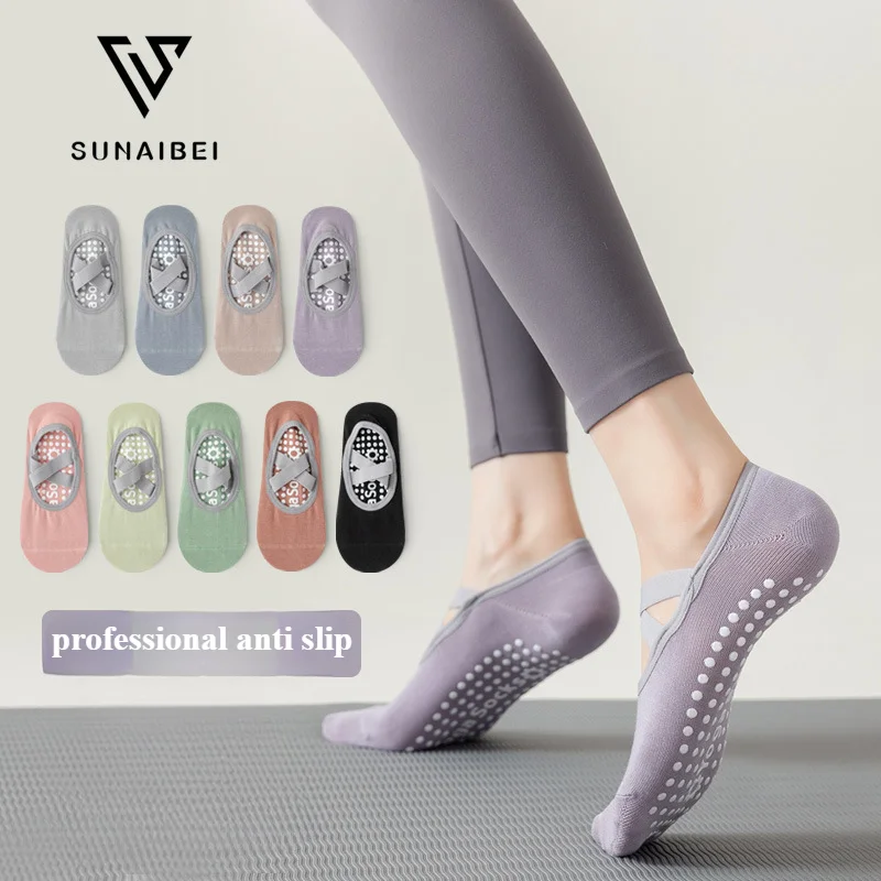 

5 Pairs Yoga Toe Socks with Grip Women Non Slip Sticky Full Toe Professional Socks Spring and Autumn Cross-belt Sock