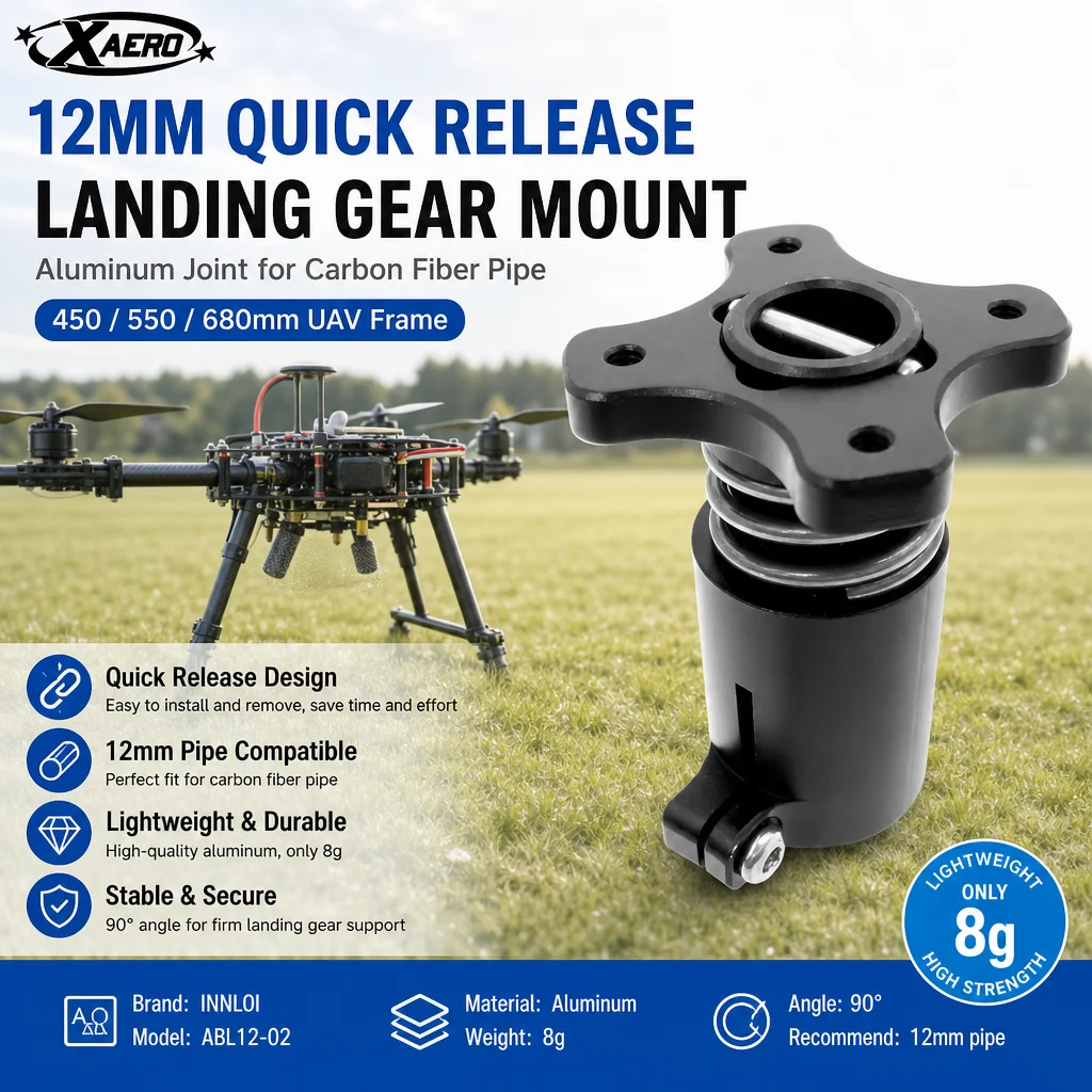 XAERO 12mm Quick Release Landing Gear Mount Aluminum Joint for Carbon Fiber Pipe 450 550 680mm Frame UAV