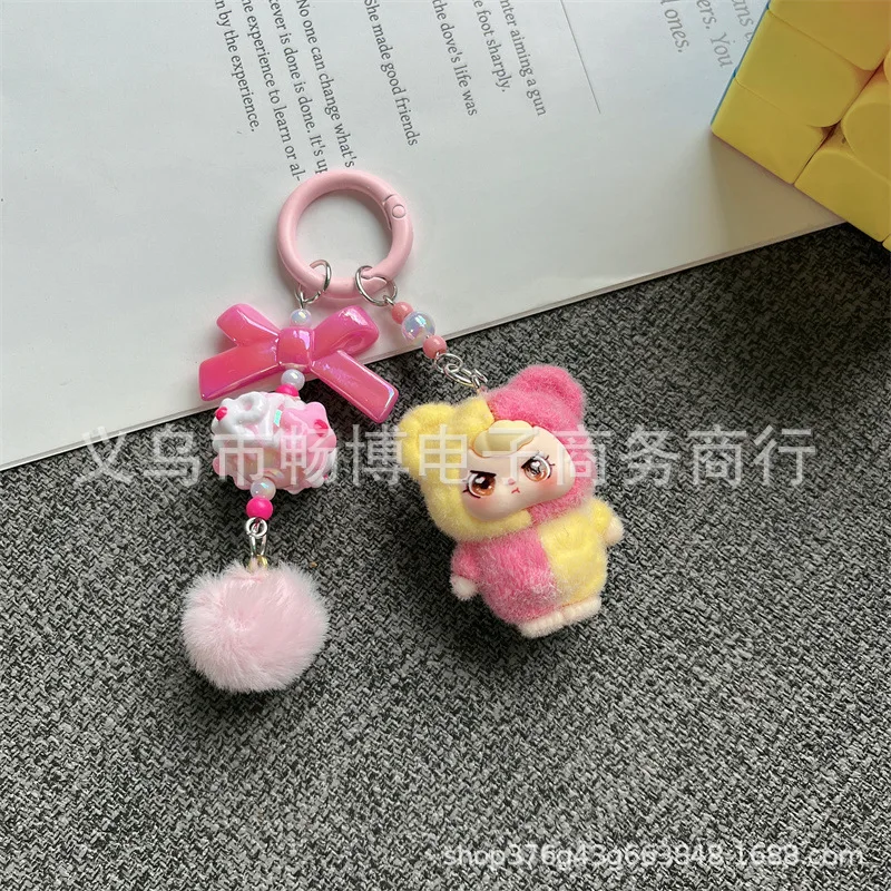 

Cross-border bestseller bow-tie color three-doll cartoon keychain three-dimensional figurine student schoolbag