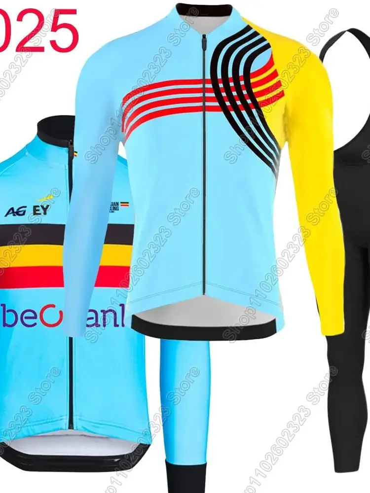 AliExpress Belgium National Team Cycling Jersey 2025 Set Clothing Suit Summer Winter Mens Long Sleeve MTB Bike Road Pants Bib Ropa Ciclismo