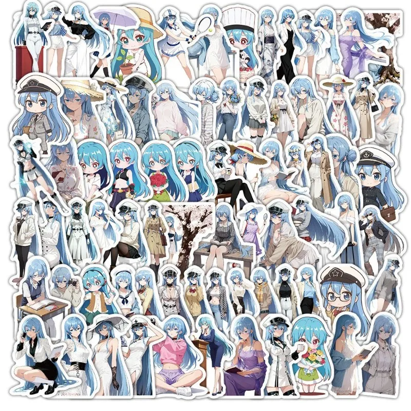 100 SZTUK Kreskówkowych Naklejek Dekoracyjnych z Postaciami z Anime Esdeath, Kreatywne Graffiti