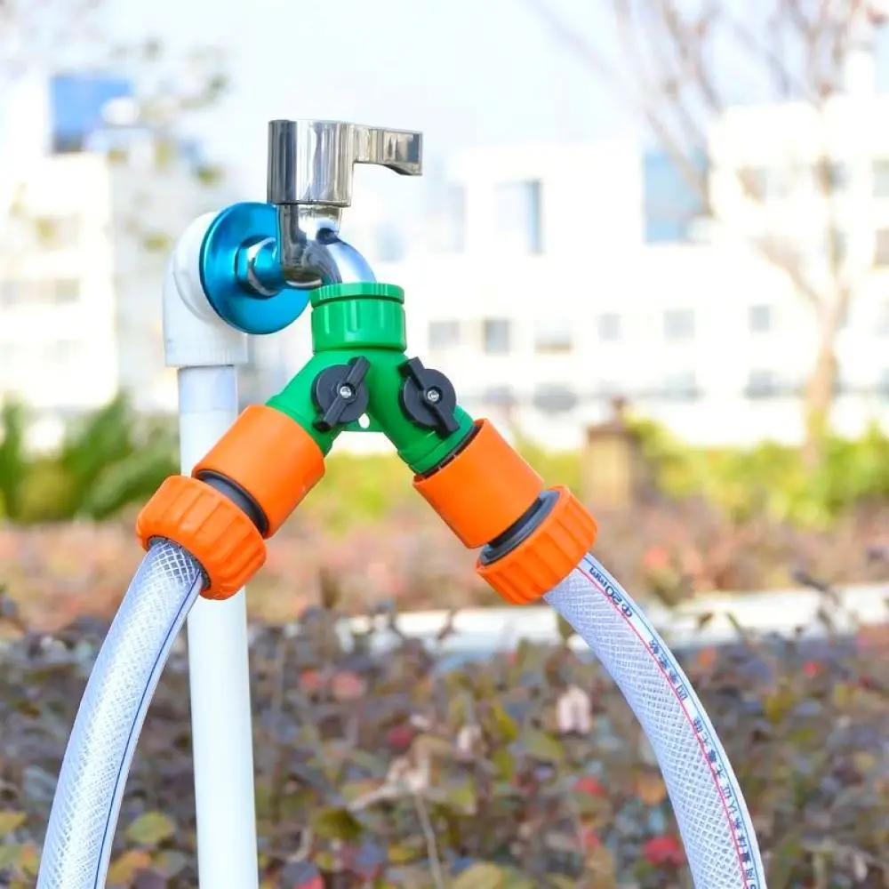 Water Tap Splitter Dual Way Garden Hose Connector Plastic Faucet Adapter With Independent Switch For Laundry Home Irrigation
