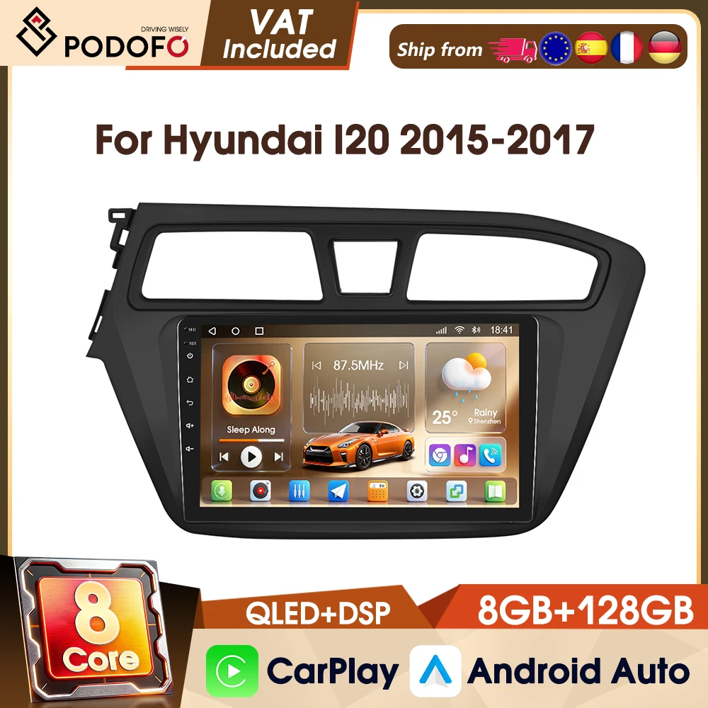 Podofo Universal 9" 8-Kern 8+128G 4G Autoradio Stereo für Hyundai I20 2015-2017 Smart Intelligent Systems DAB WIFI GPS FM RDS Smart Intelligent Systems