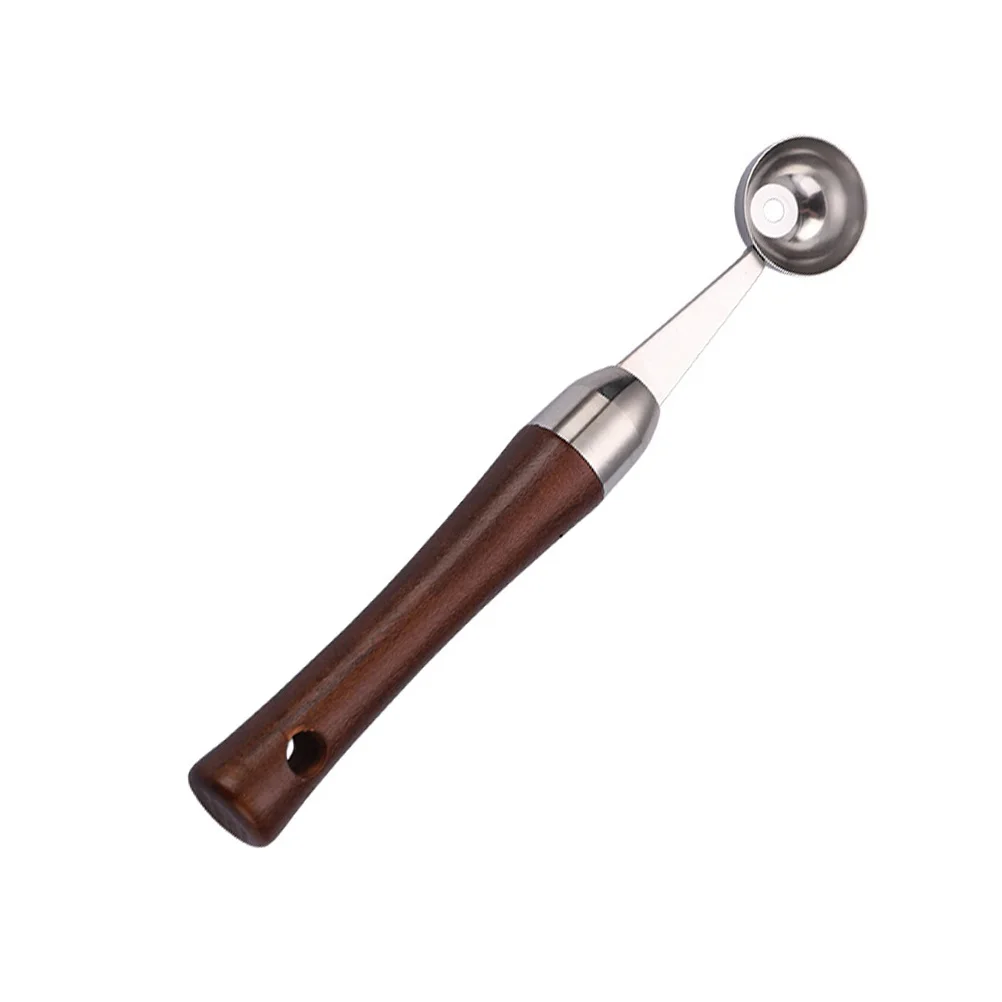 

Stainless Steel Fruit Melon Scoop Polished Smooth Rounded Edges Wood Handle Practical Kitchen Tool for Hotels