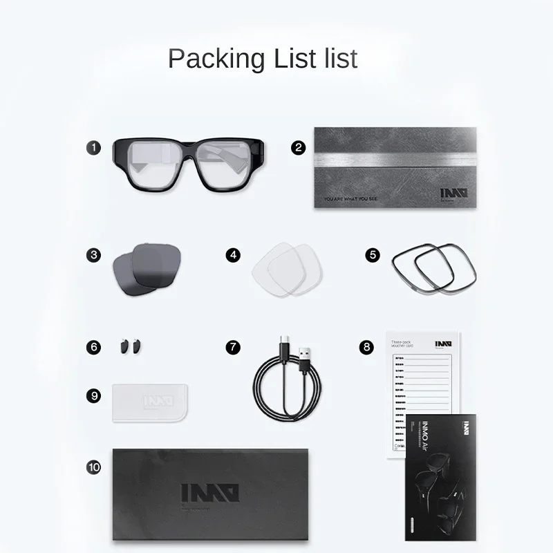 نظارات INMO Air الذكية AR مع لعبة حلقة ذكية تدعم التعرف على اللغة متعدد اللغات AI ChatGPT وTiktok مع الكاميرا