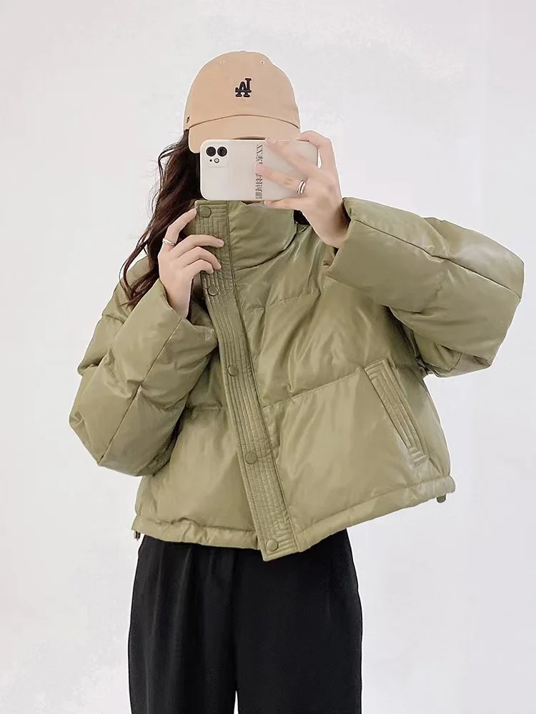 

Корейская свободная утепленная хлопковая куртка с воротником-стойкой, зимнее пальто, верхняя одежда для женщин, Зима 2024, Новинка