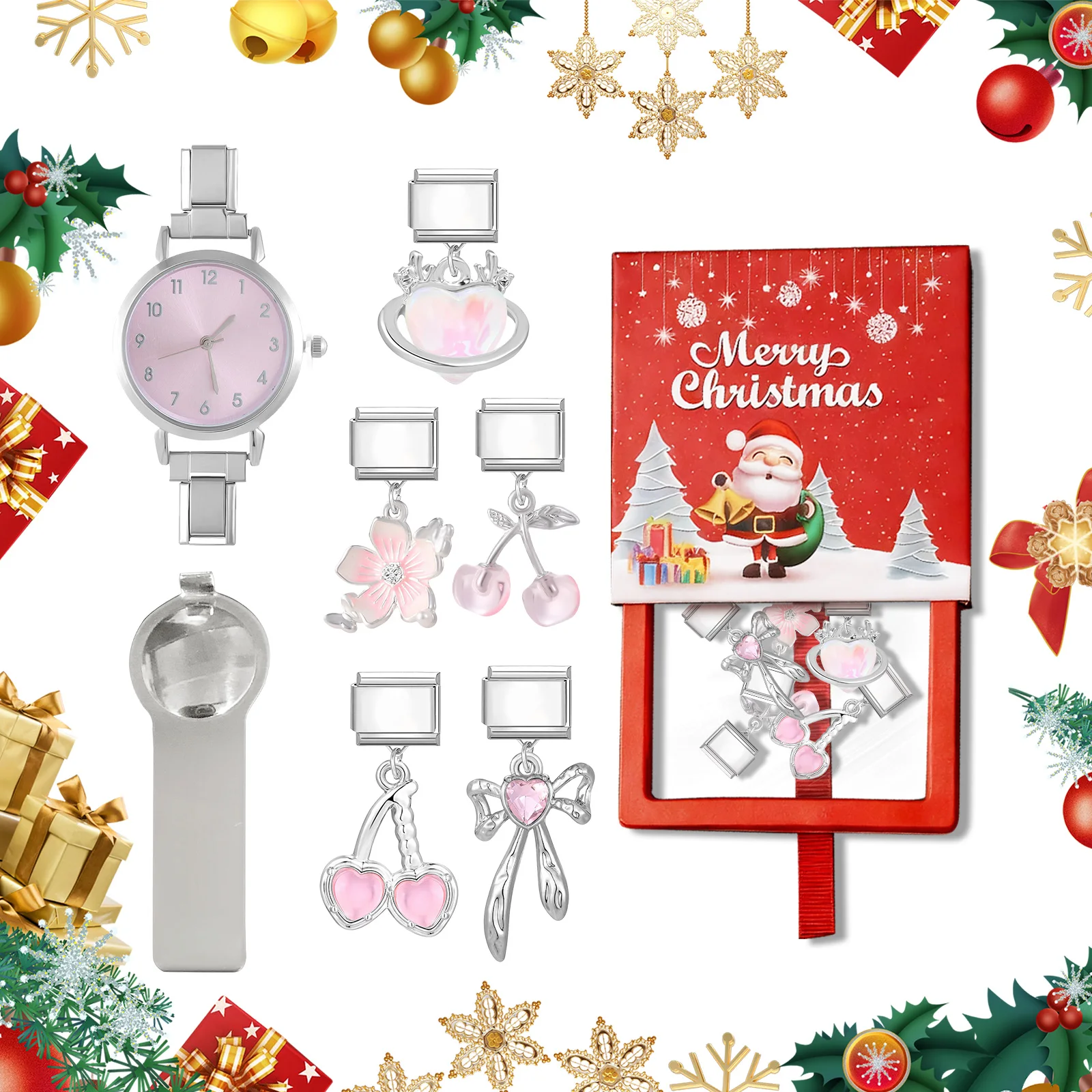 Y2K ريترو الزركون سوار ساعة الإسورة 9 مللي متر DIY سحر الفولاذ المقاوم للصدأ جودة عالية جولة مربع ساعة رئيس عيد الميلاد مجوهرات هدية #6