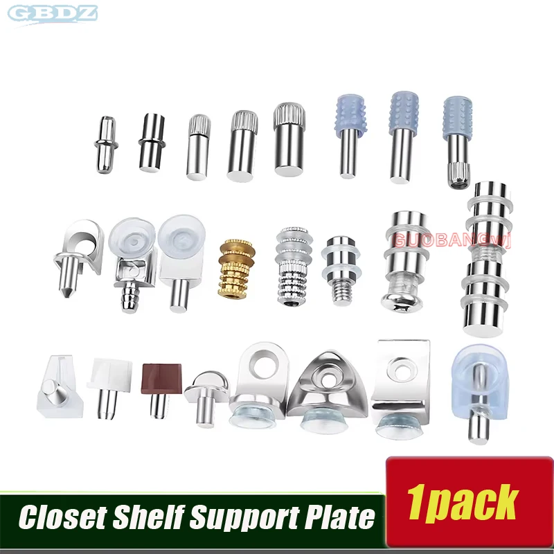Closet Shelf Pins Bracket Supports, Adjustable Wood/Glass Shelf Holders for Cabinets, Carbon Steel/ABS, 30kg Load, Invisible