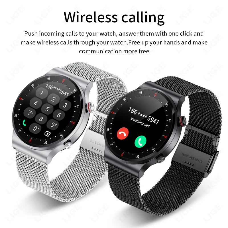 LIGE-Montre intelligente étanche pour homme, appel Bluetooth, bracelet de sport NDavid, cadran de montre personnalisé, IOS, Android, ECG + PPG, 2025