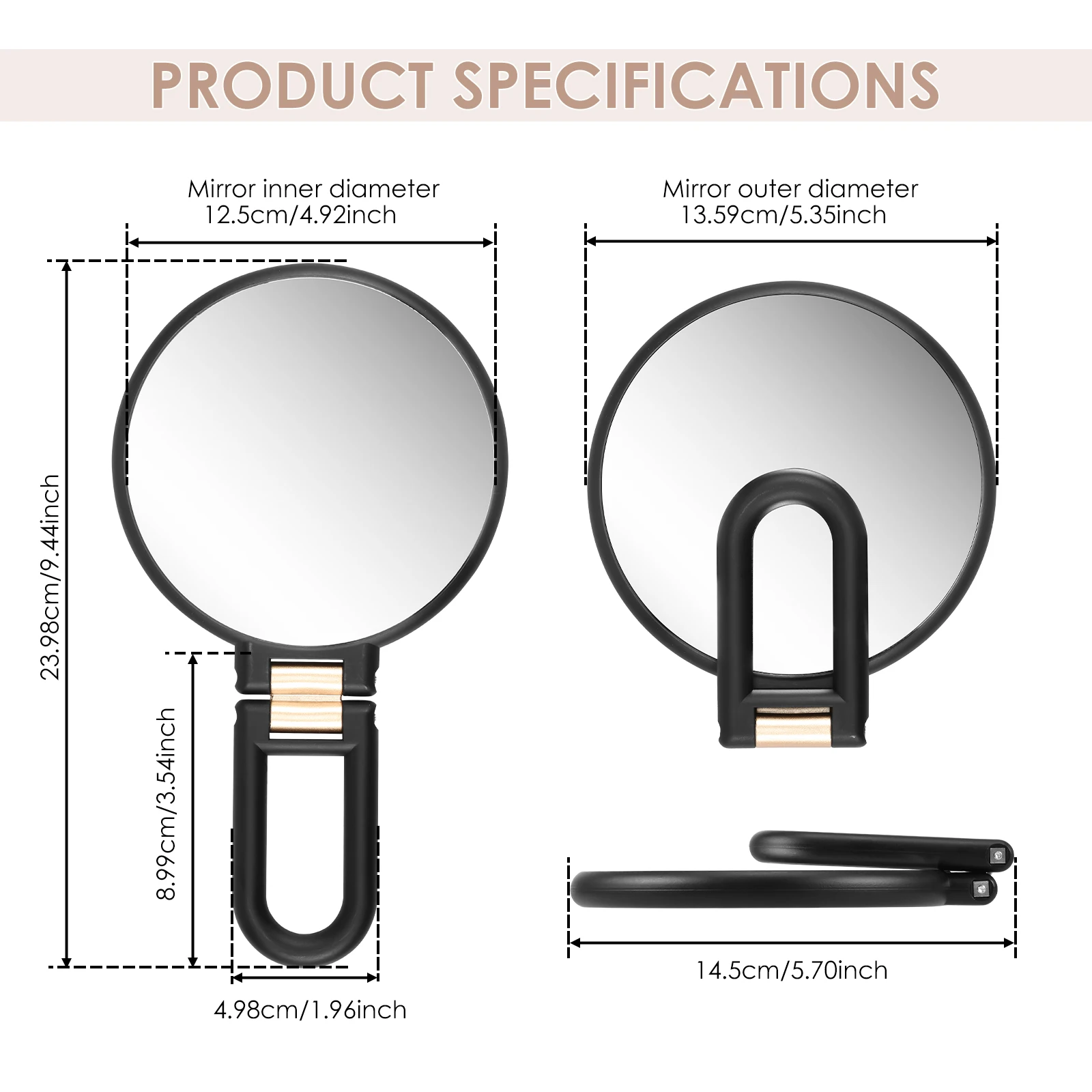 30X/1X Hand Mirror Folding Handle Double Sided Magnifying Mirror Magnification Portable Makeup Mirror Multifunctional