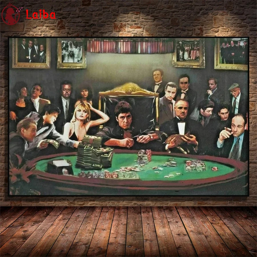 Diamond Painting Godfather Scarface Sopranos Classic Poker Casino Art Cross Stitch Diamond Mosaic crystal Beaded Handicraft