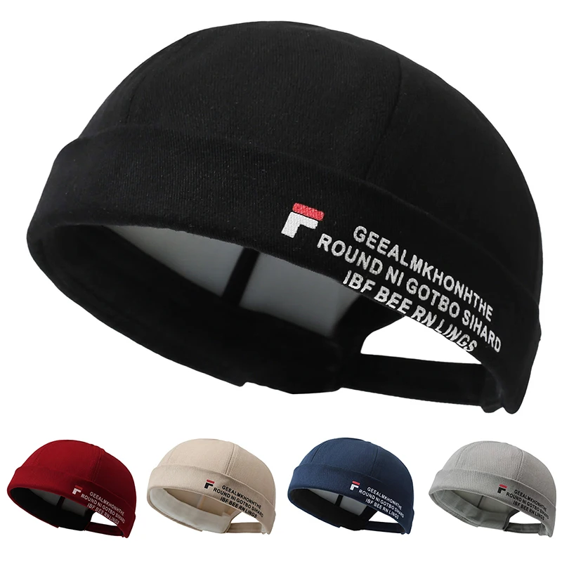 Spring and Summer Hip-Hop Hats, Unbrimmed Bowler Hats for Men and Women, Printed Letter Graffiti Youth Retro Landlord Hats,