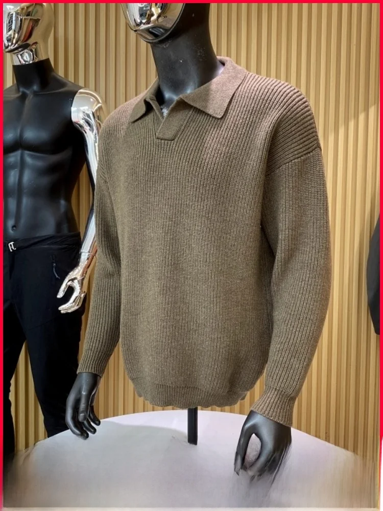 

Nordic Heavyweight Alpaca Wool Thi Needle Knitted Sweater Winter Men's High Street Retro Casual Loose Sweater